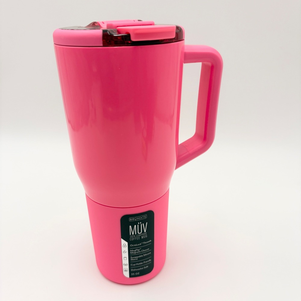 BruMate MÜV 35oz Leakproof Insulated Coffee Mug Neon Pink DWMV35NPK